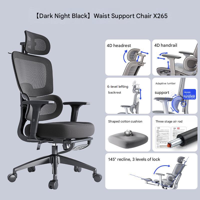 Black frame black mesh-sponge style-with foot rest-nylon feet