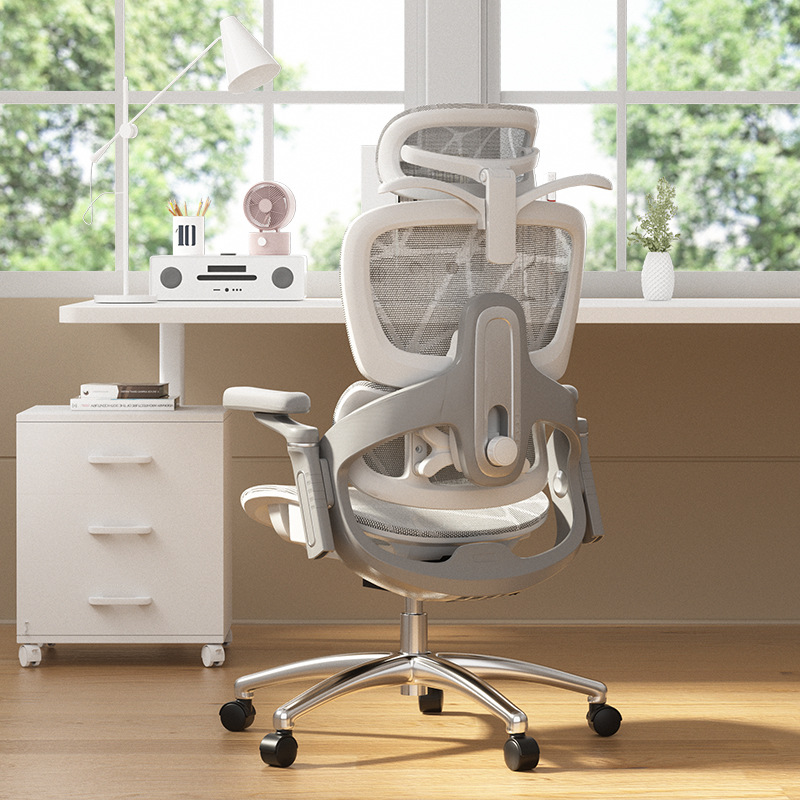 white frame gray mesh