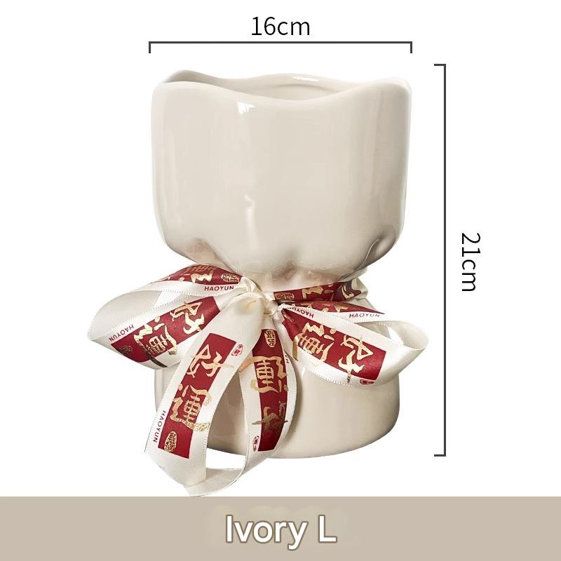 ivory white large size with ribbon