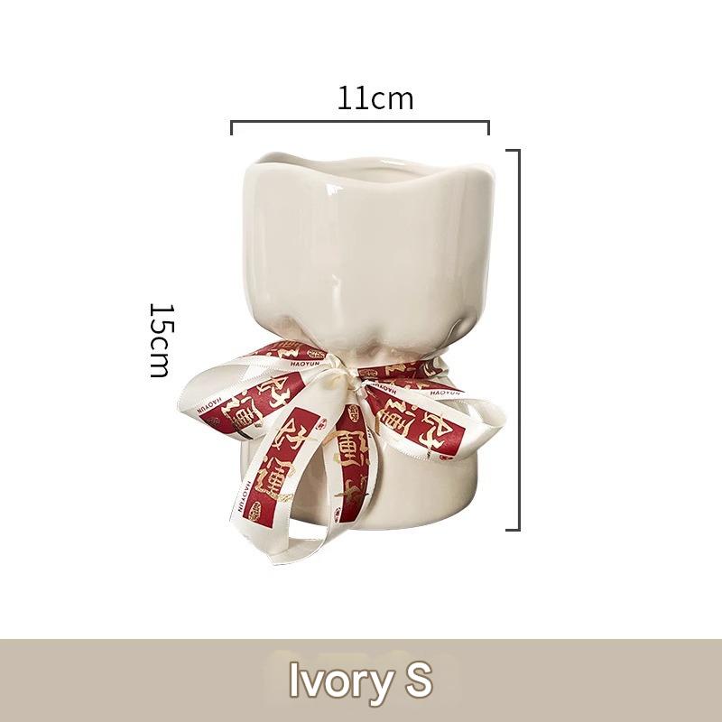 ivory white]small size with ribbon