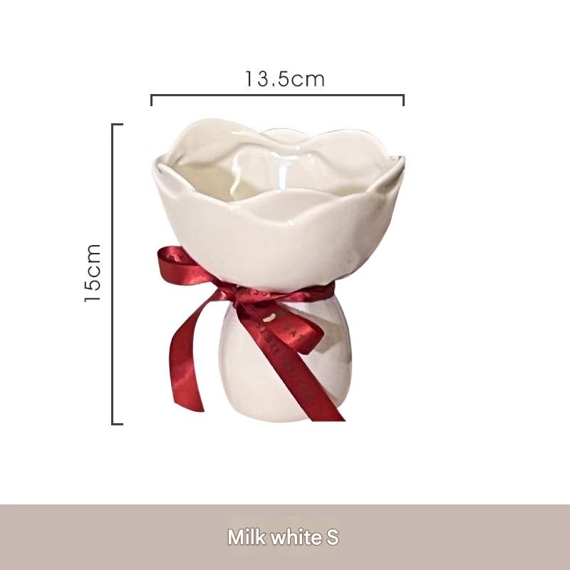 milk white small size with ribbon
