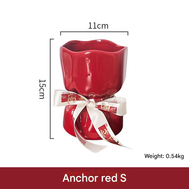 rose red small size with ribbon