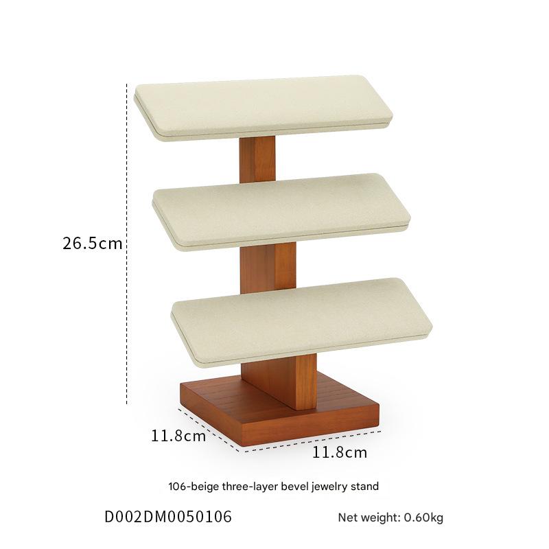 106-beige three-layer beveled jewelry rack