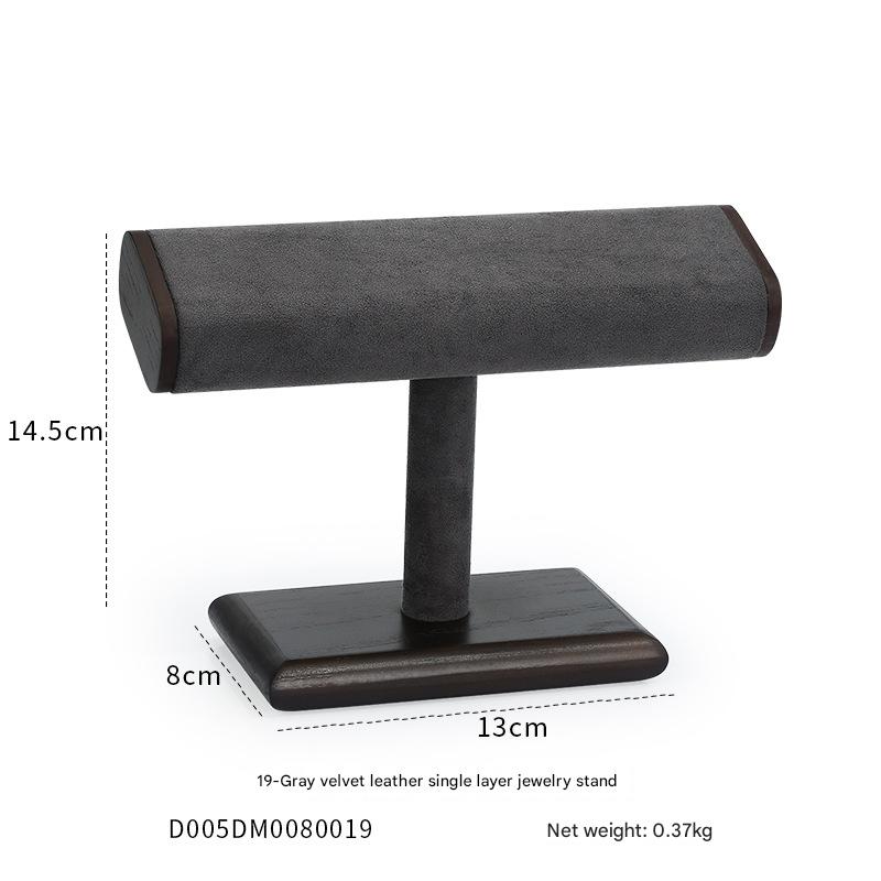 19-gray velvet leather single layer jewelry rack 1