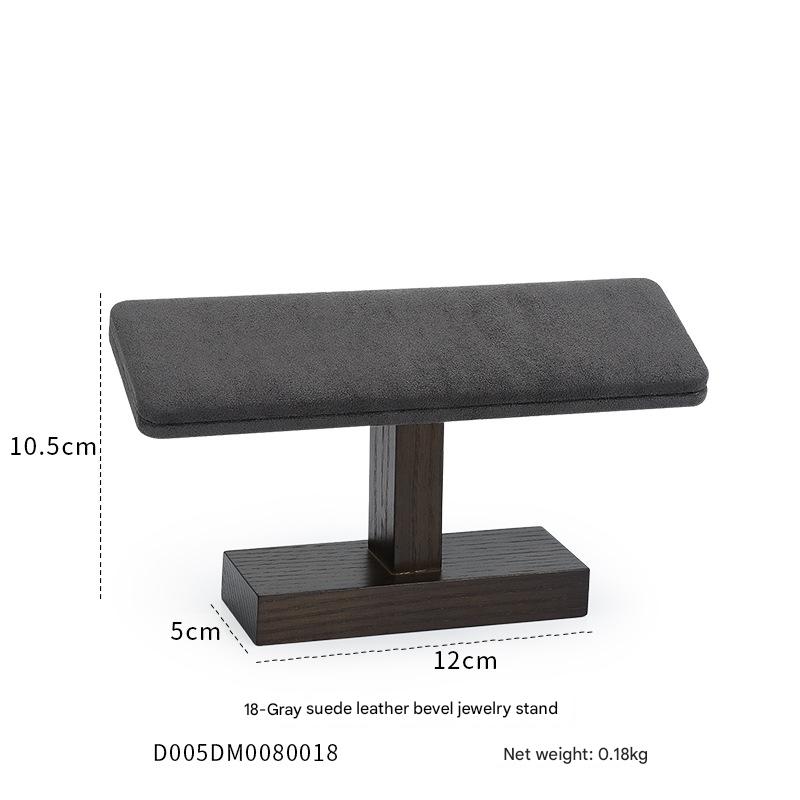 13:18-gray velvet leather beveled jewelry stand 12×5×10.5cm