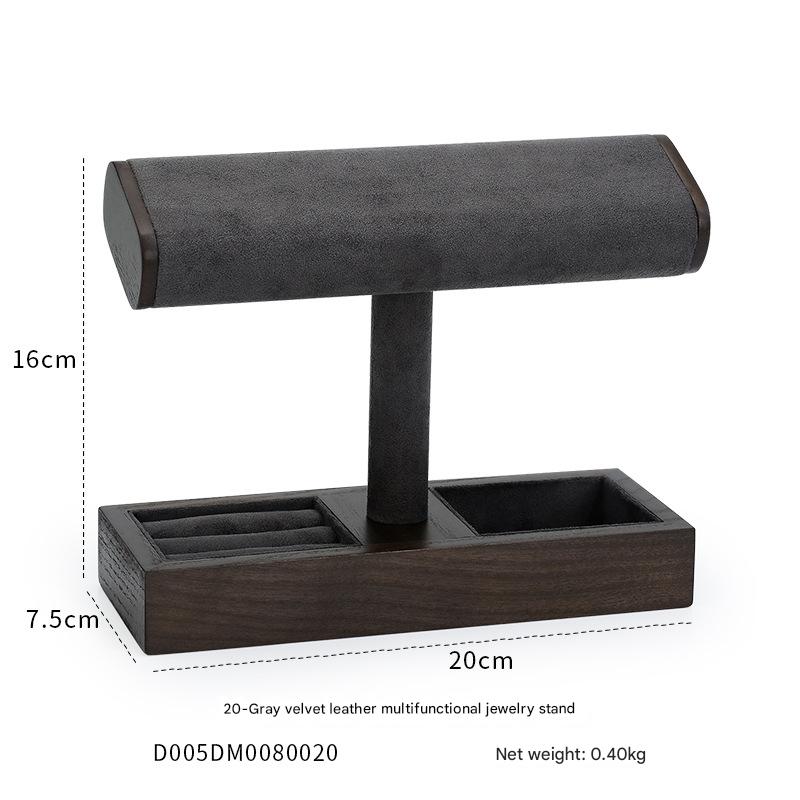 15:20-gray velvet leather multifunctional jewelry rack 20×7.5×16cm
