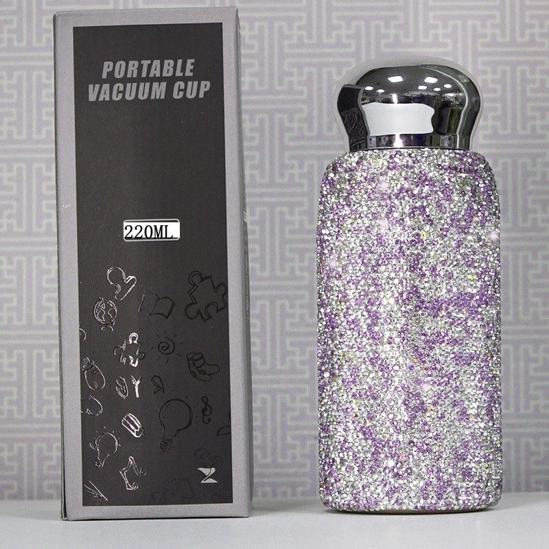 220ml water cup with lid without diamond (violet)