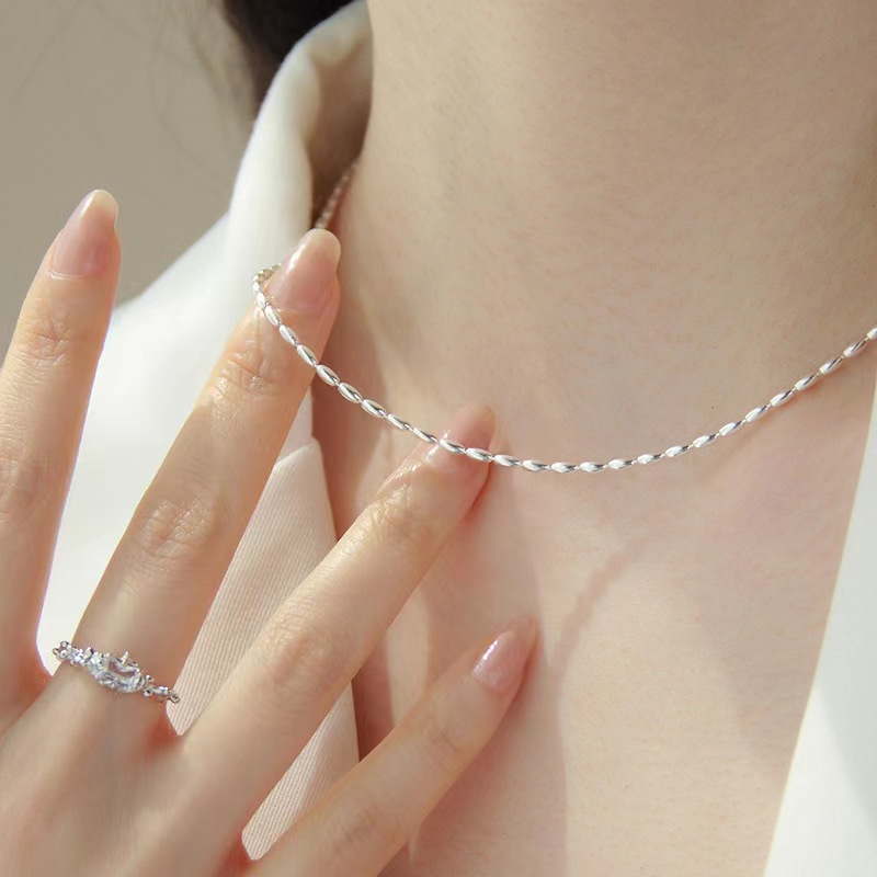 1:Platinum olive beads single chain