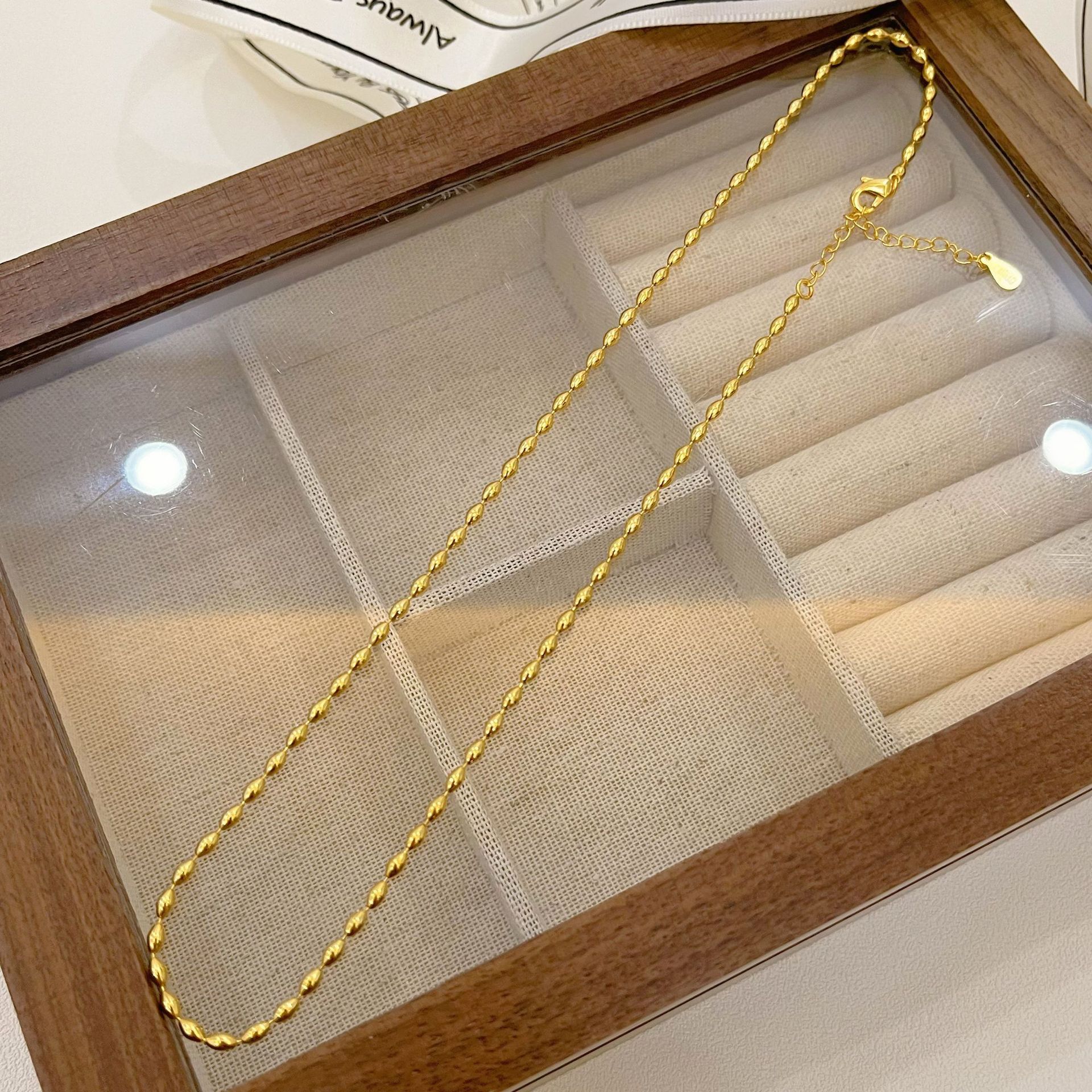 2:Gold Olive beads single chain