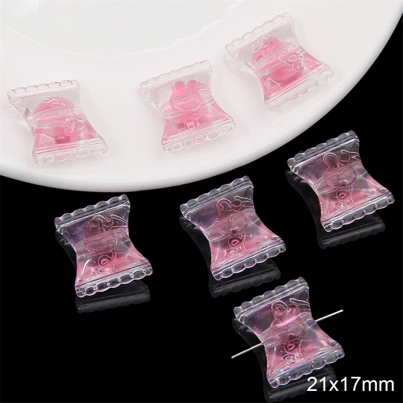 10:Pink candy beads 21x 17mm/ aperture about 3mm