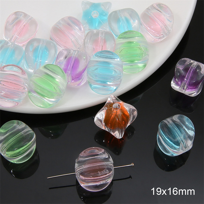 16:Random color mixing quadrangular beads 19x 16mm/ aperture about 2.5mm