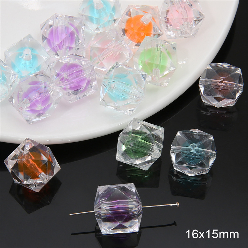 18:Random mixed color cut beads 16x 15mm/ aperture about 2mm