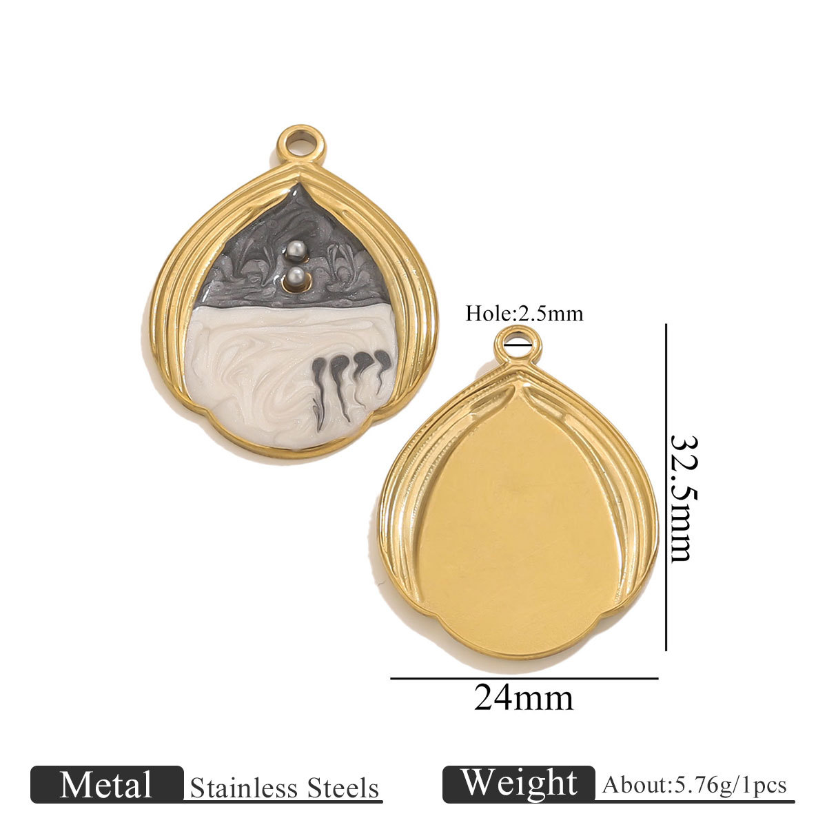 Water drop 2 pearl gradient-black white