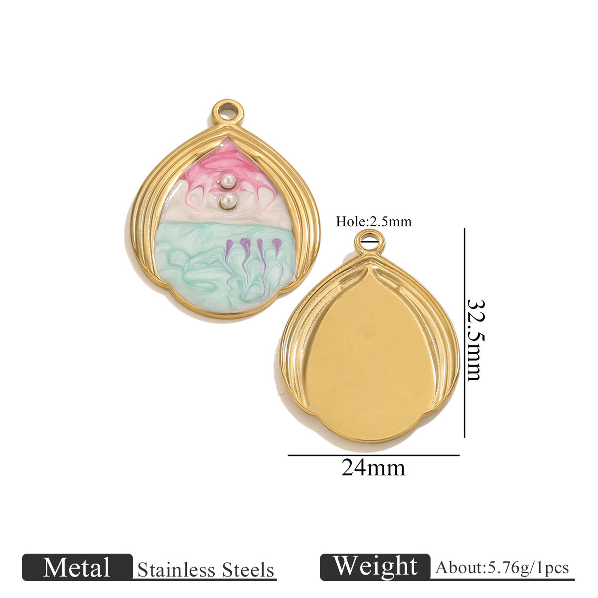 4:Water drop 2 pearl gradient-pink white green purple