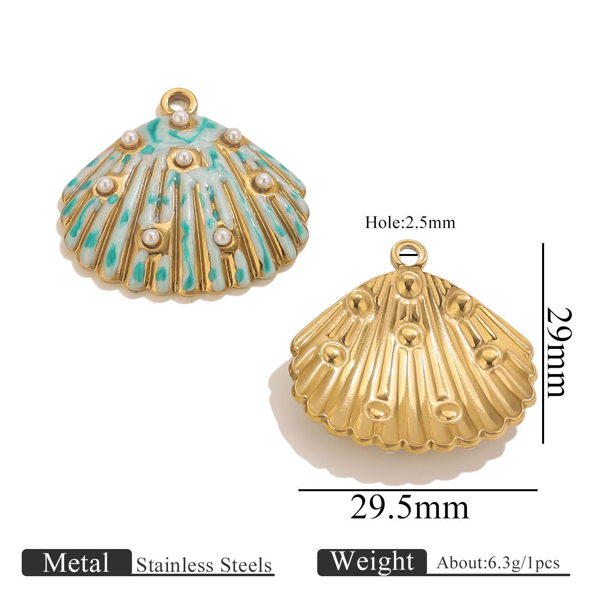 6:Shell 8 pearl pendant-green light green