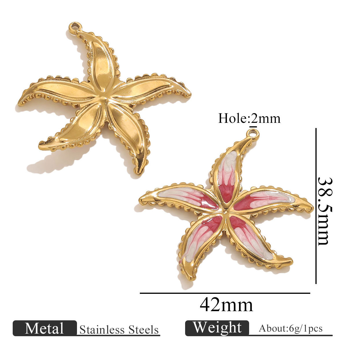 12:Starfish gradient 42x45mm-dark red pink white