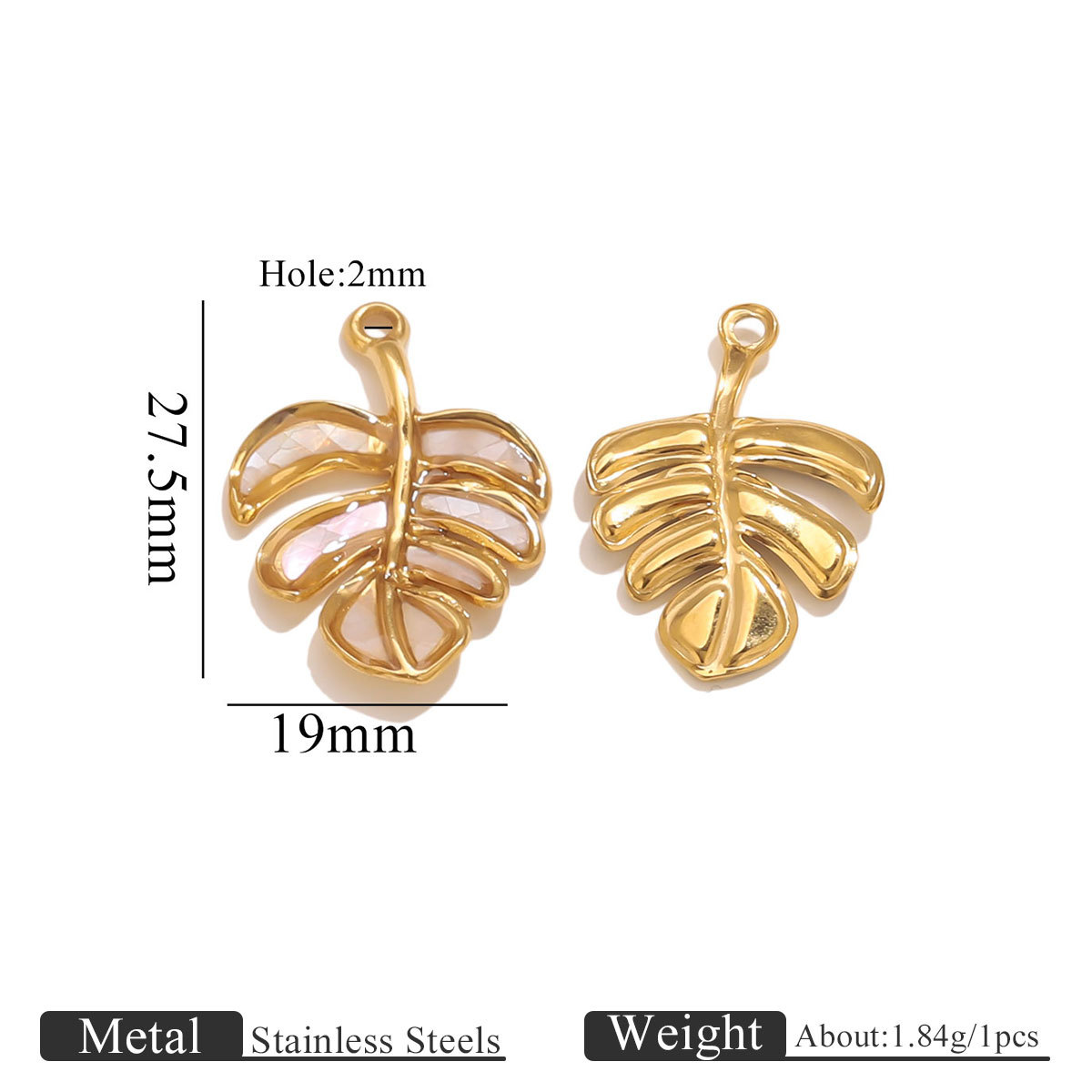 Sticky natural shell pendant-white shell leaves