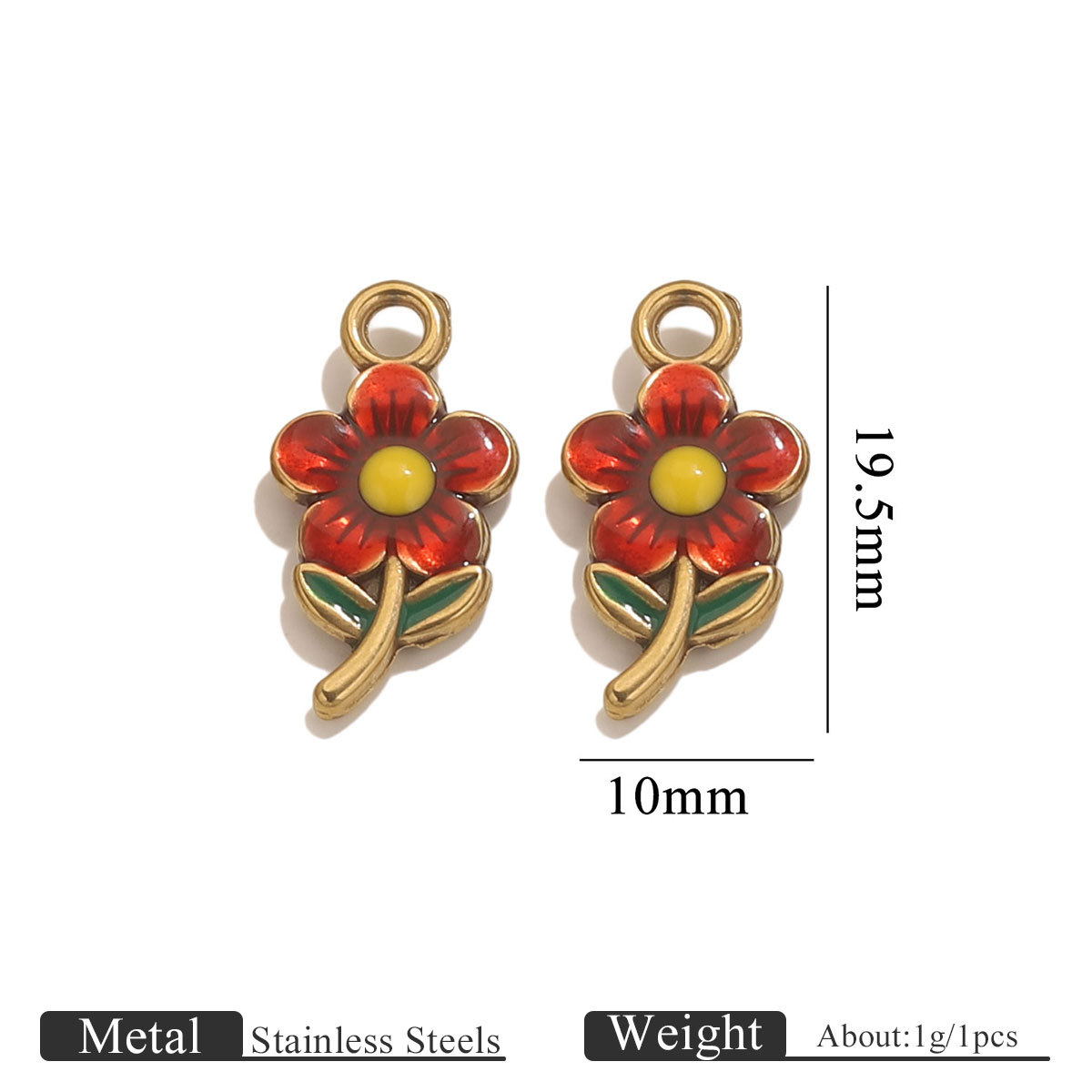 8:Golden flowers dripping oil on both sides - red