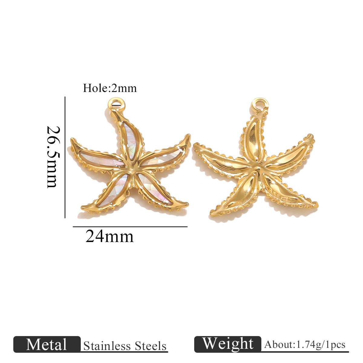 12:Sticky natural shell pendant-white shell starfish