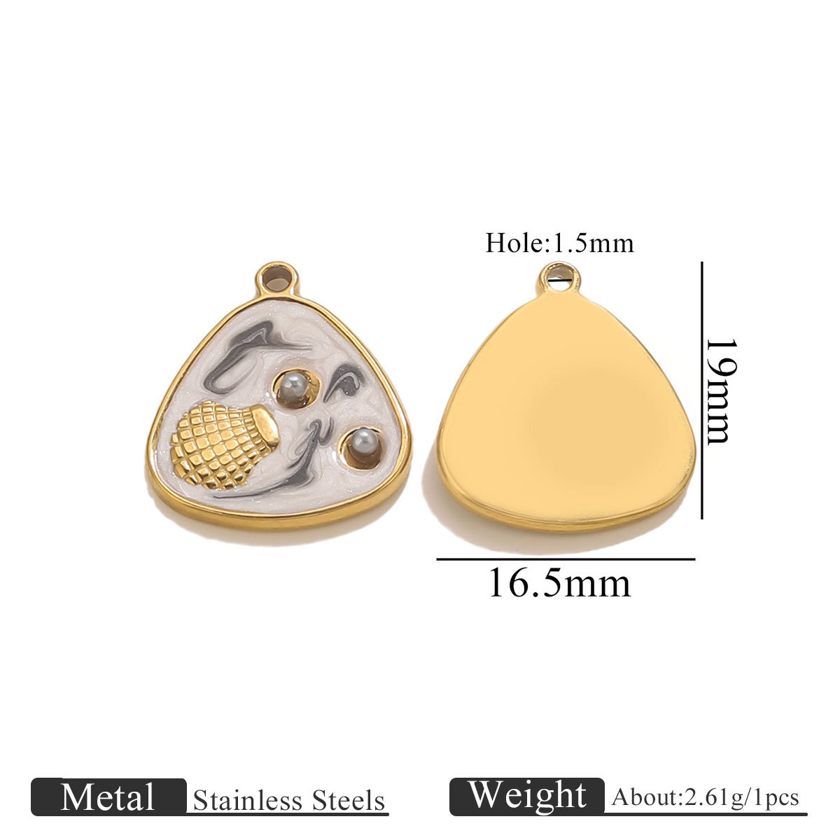 1:Shell 2 pearl pendant-black