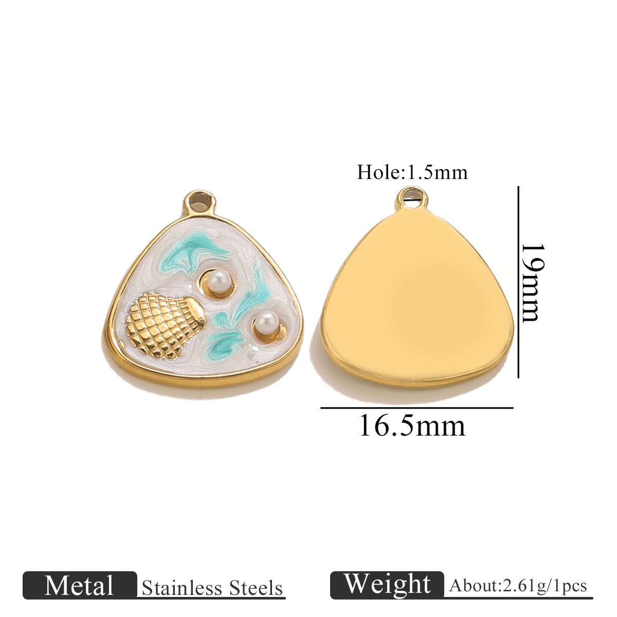 2:Shell 2 pearl pendant-blue and white