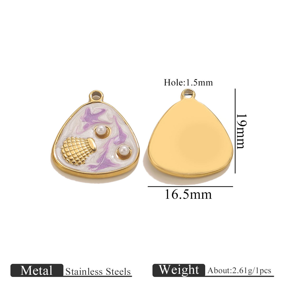 4:Shell 2 pearl pendant-purple and white