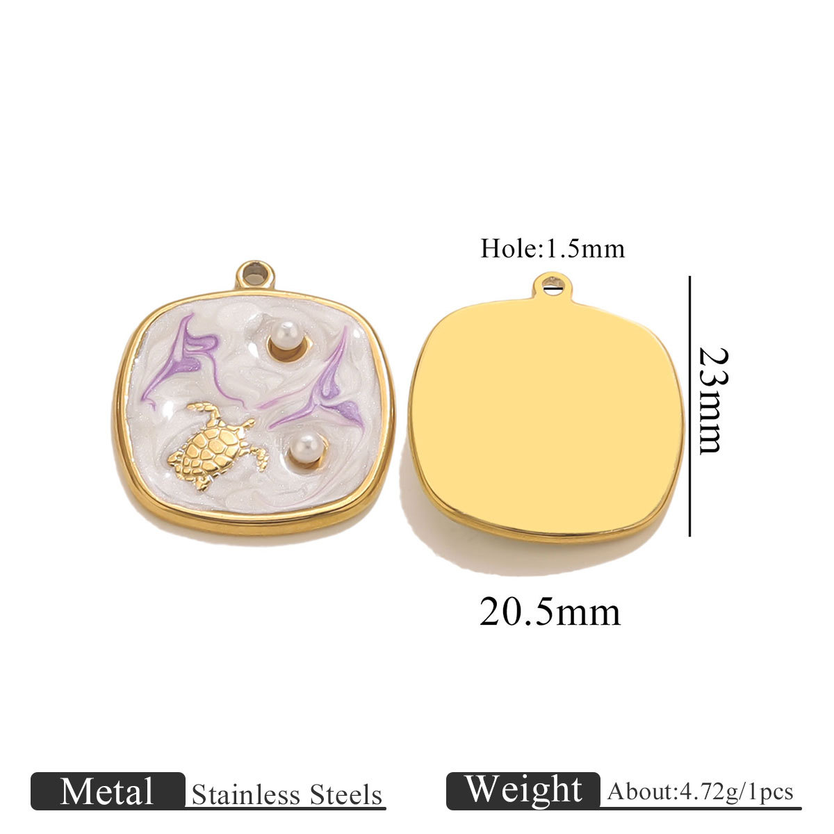 9:Turtle 2 pearl pendant-purple and white