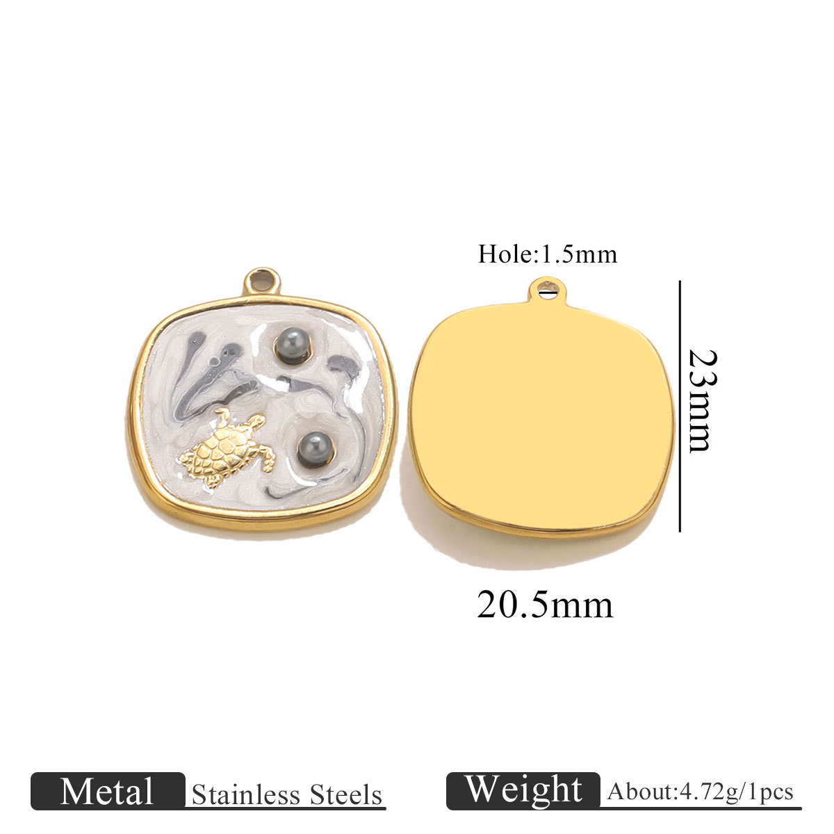 11:Turtle 2 pearl pendant - black and white