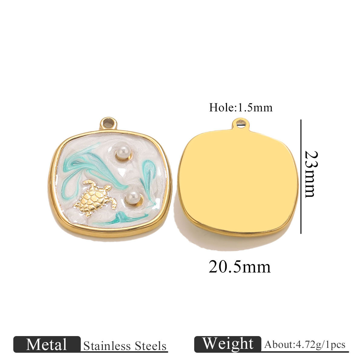 12:Turtle 2 pearl pendant-blue and white