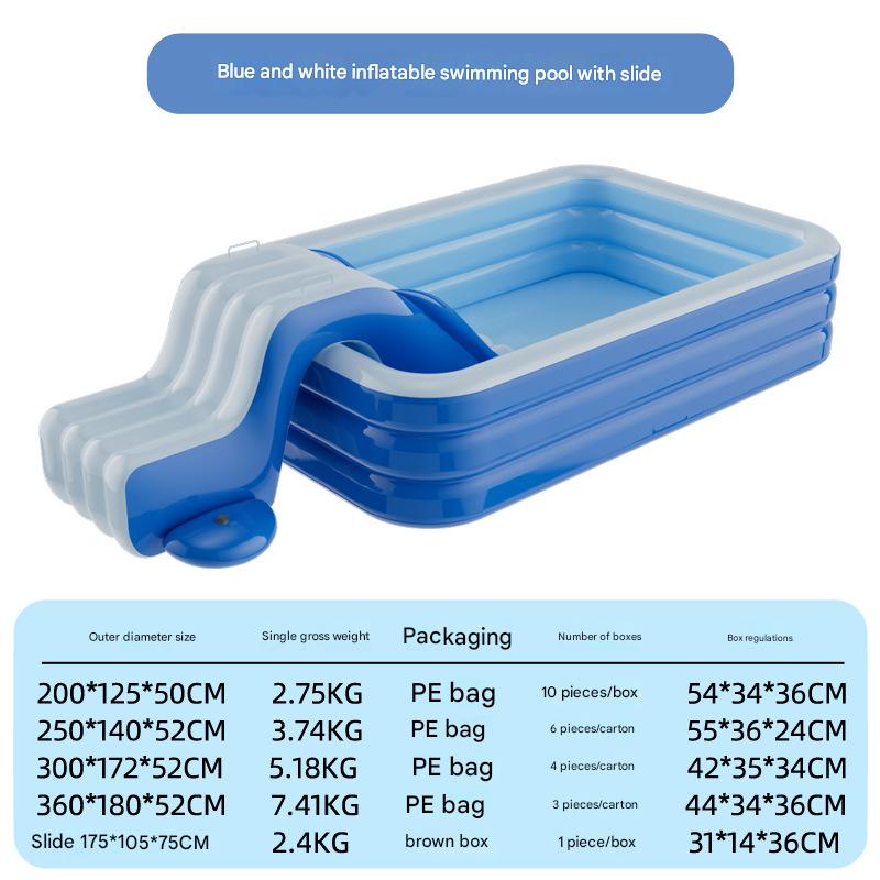 300cm blue and white inflatable swimming pool with slide