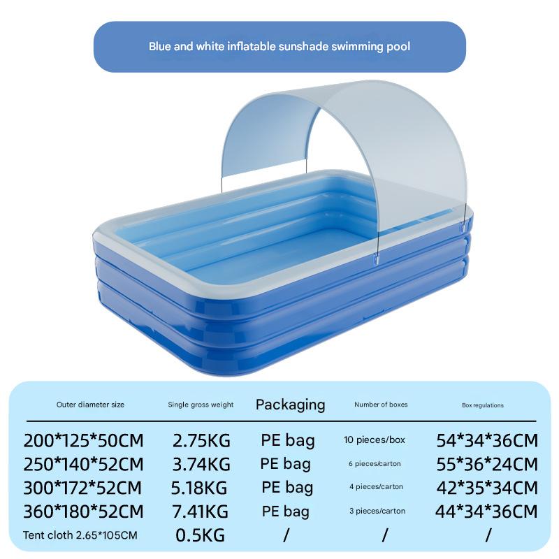 200cm blue and white inflatable sunshade swimming pool
