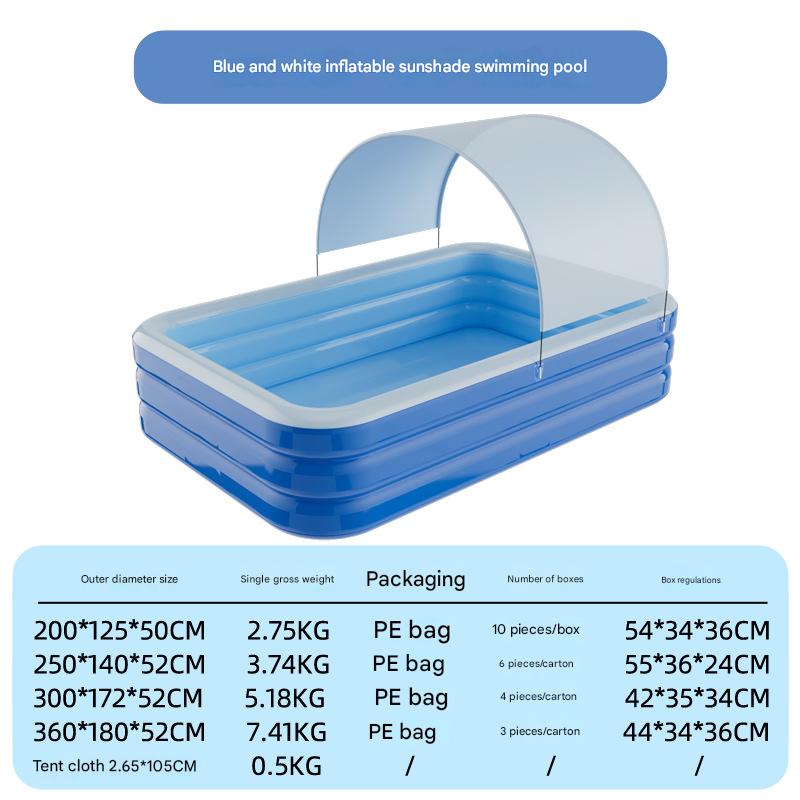 250cm blue and white inflatable sunshade swimming pool
