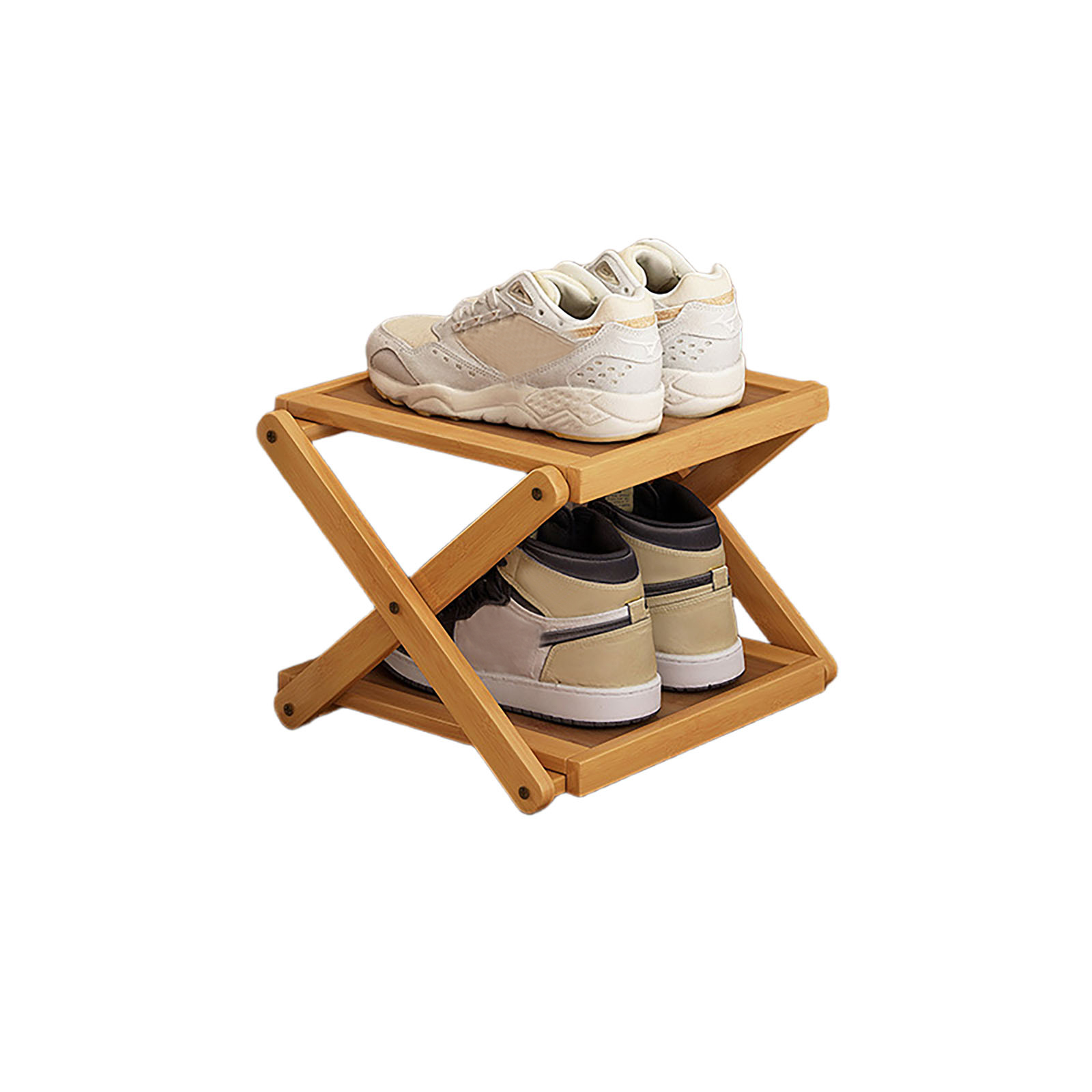 Original color flat folding shoe rack 2 layers 25