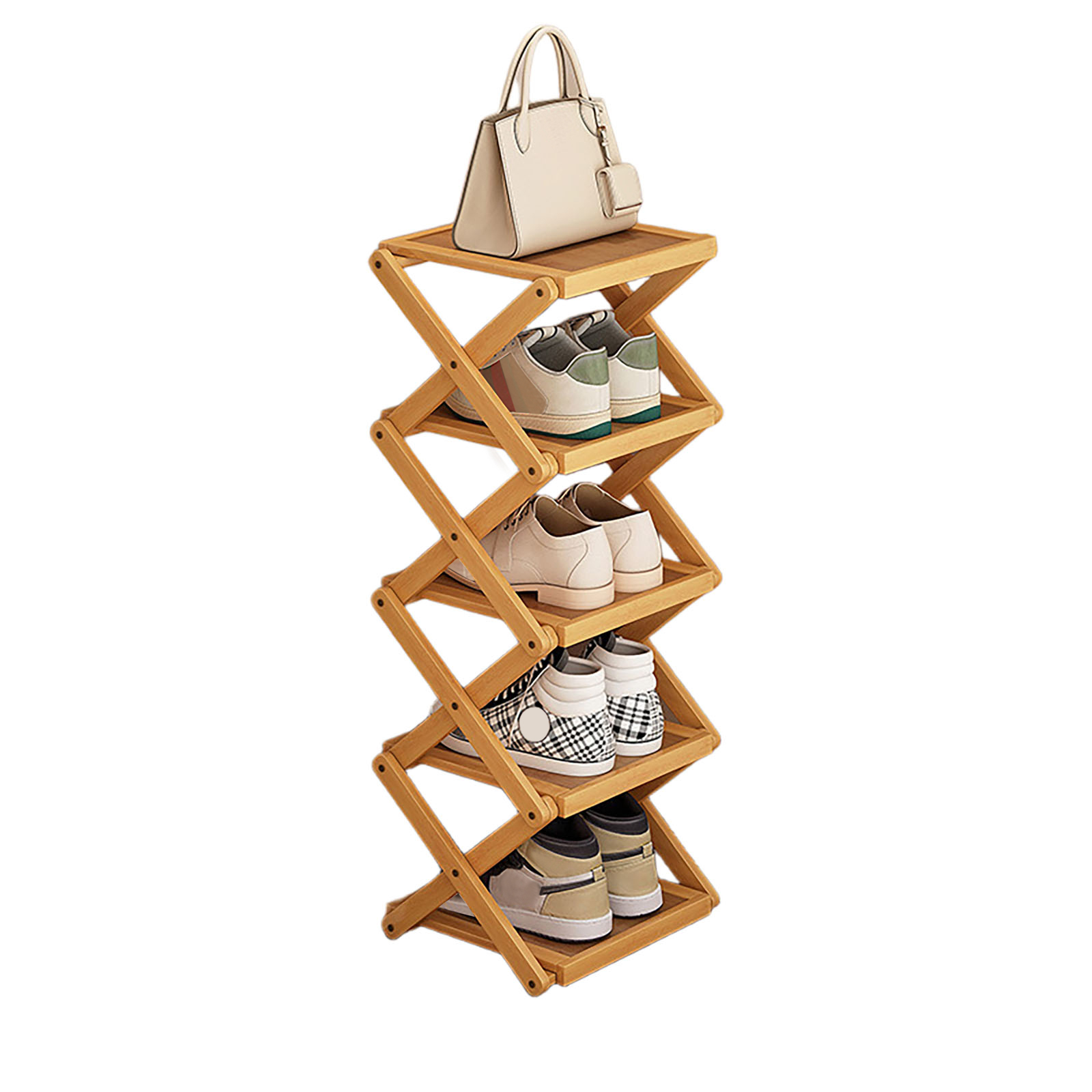Original color flat folding shoe rack, 5 layers 25