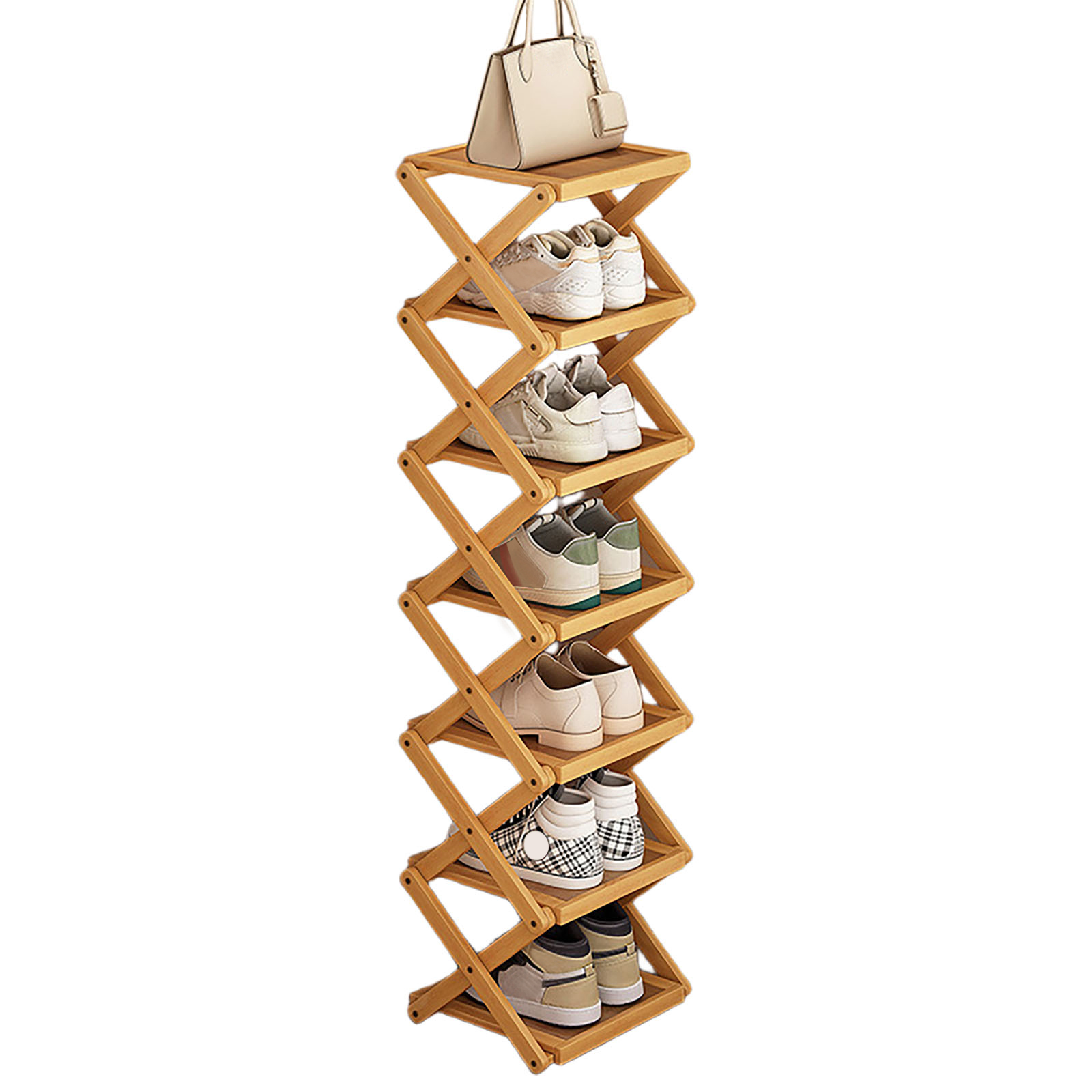 Original color flat folding shoe rack, 7 layers 25