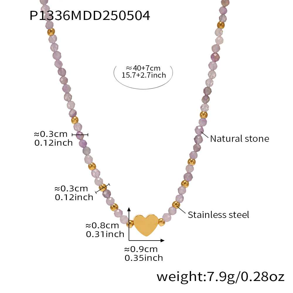1:P1336-love natural stone beaded necklace 40 7cm