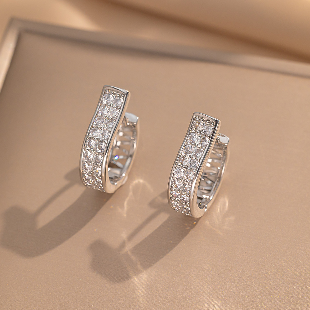 2:247 steel color full diamond earrings