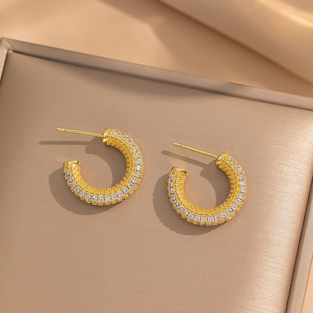 251 gold cc full diamond earrings