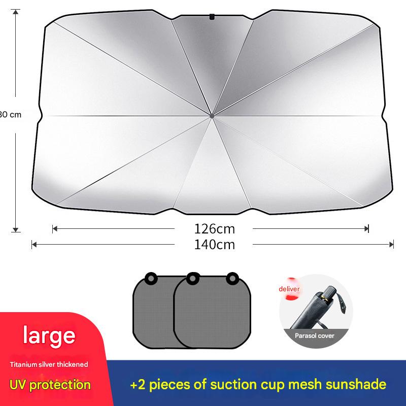 Titanium silver large umbrella mesh side shield 2 pieces