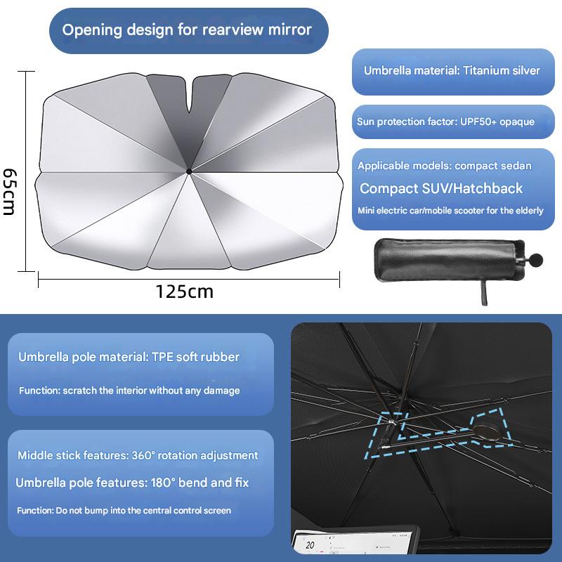 Bent rod opening sunshade-titanium silver small size
