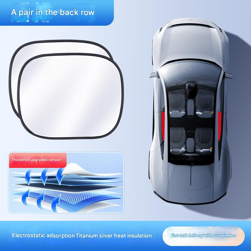 Titanium silver electrostatic side shield-rear window assembly