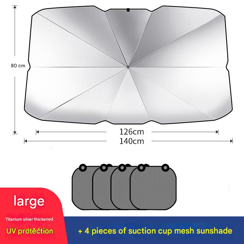 Titanium silver large umbrella mesh side shield 4 pieces