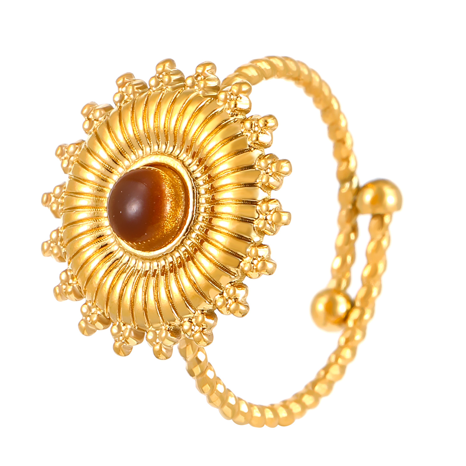 2:02 18k real gold sun ring wg-0418