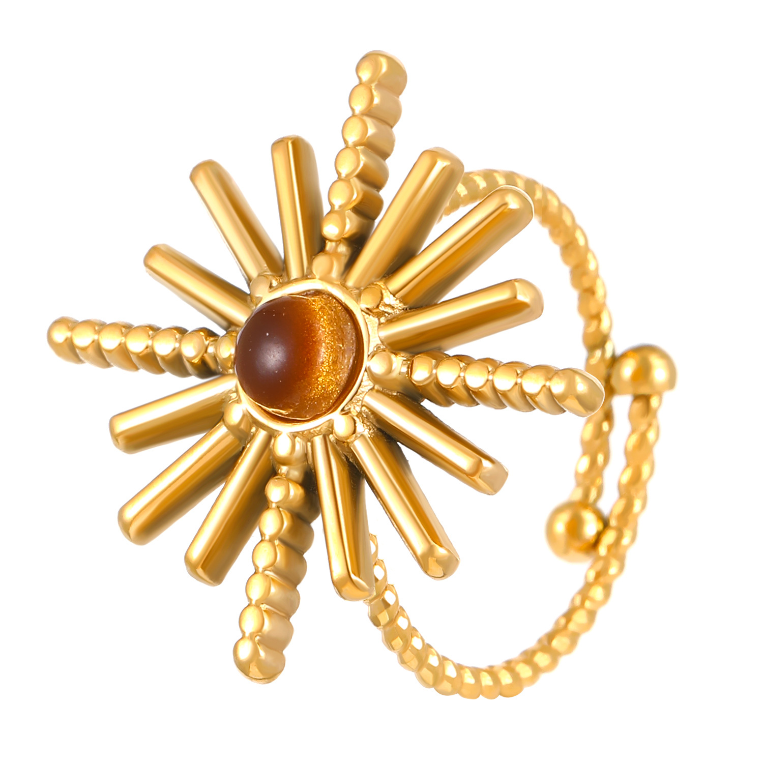 3:03 18k real gold starburst ring g-461