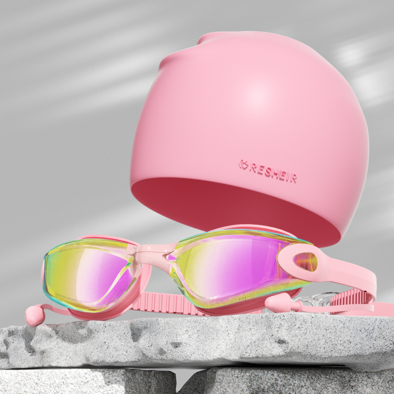 Colorful pink (boxed)   silicone swimming cap