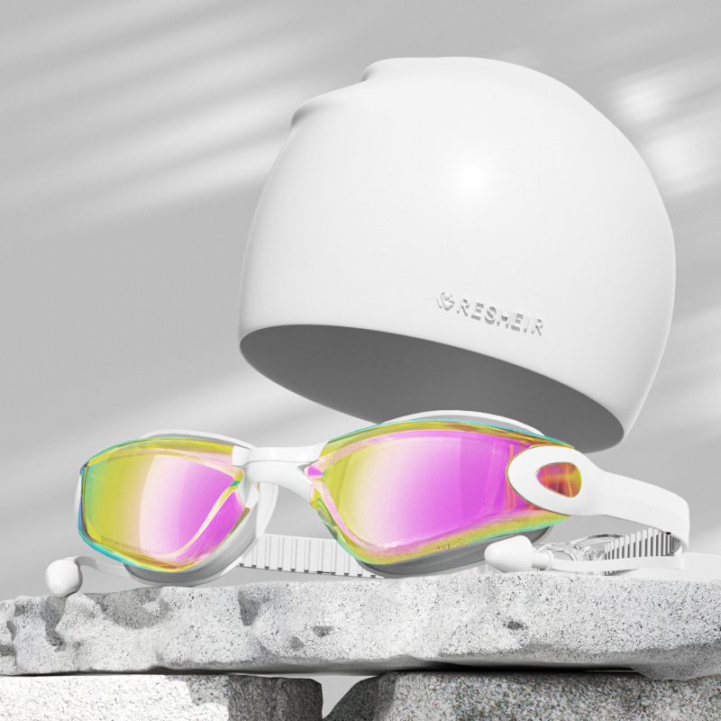 Colorful White (boxed)   silicone swimming cap