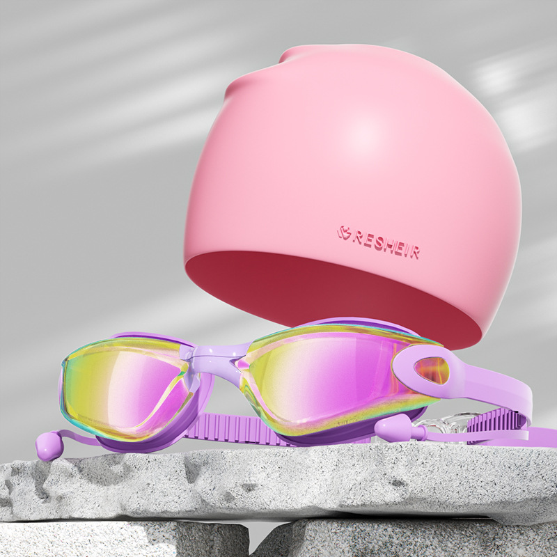 Colorful purple (boxed)   silicone swimming cap