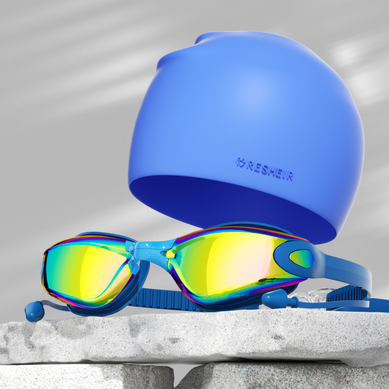 Colorful blue (boxed)   silicone swimming cap