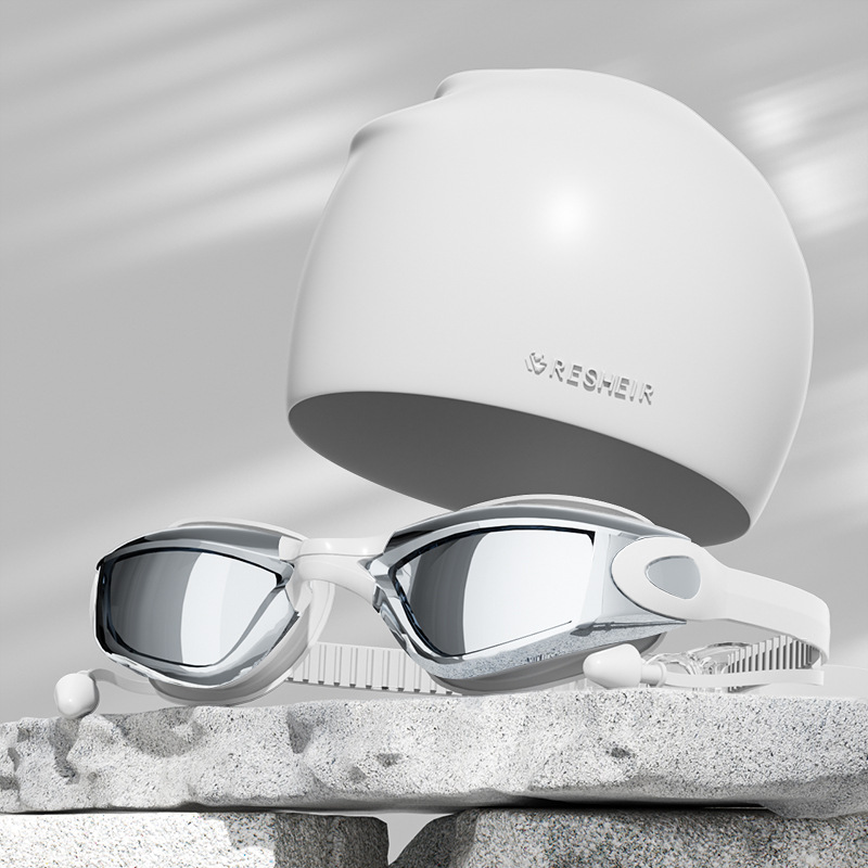 White plating (boxed)   silicone swimming cap