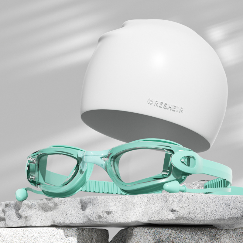 Green transparent (boxed)   silicone swimming cap